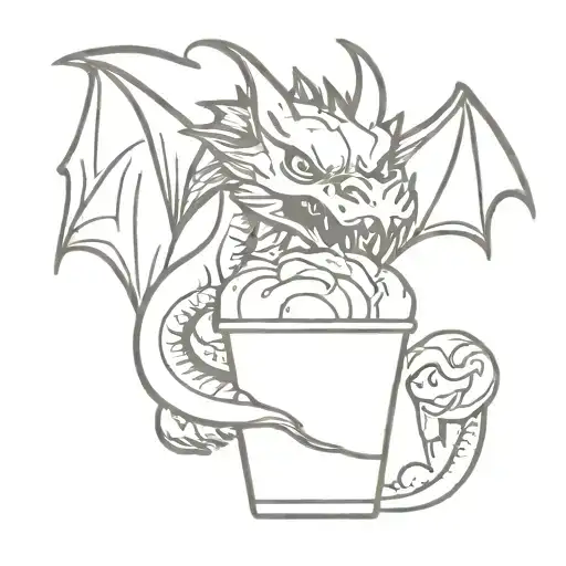 dragon eating ice cream  tattoo design idea