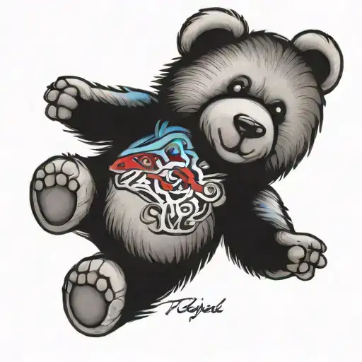 blue teddy bear tattoo design idea