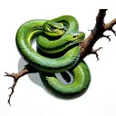 photorealistic snake wrapped loosely around tree branch tattoo design idea