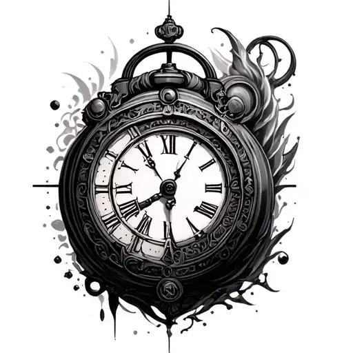 time machine tattoo design idea