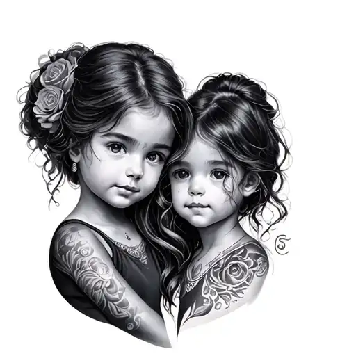 matching tattoo mom daughter and son tattoo design idea