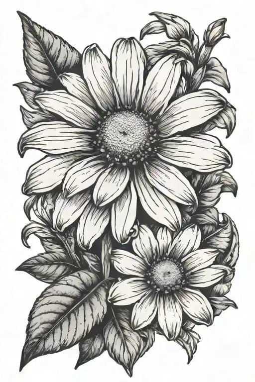 daisy, Bluebell, black eyed susan flower tattoo design idea