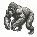 gorilla running on all fours with silhouette underneath tattoo design idea