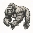 gorilla running on all fours with silhouette underneath tattoo design idea