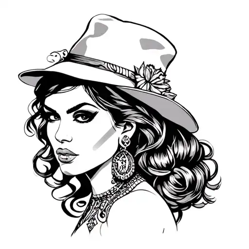Chicano Gangster woman tattoo design idea