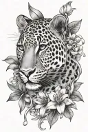 Lilly flowers and leopard print tattoo design idea
