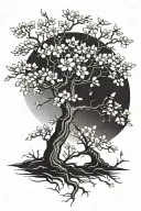 cherry blossom tree with leaves flying away tattoo design idea