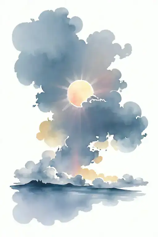 sun rays breaking through clouds tattoo design idea