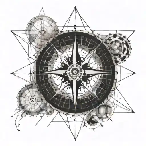 contour map compass and veles tattoo design idea