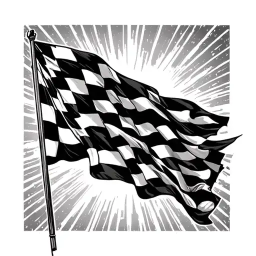 racing flag intertwined tattoo design idea