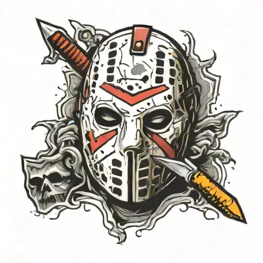 Jason voorhees mask split tattoo design idea