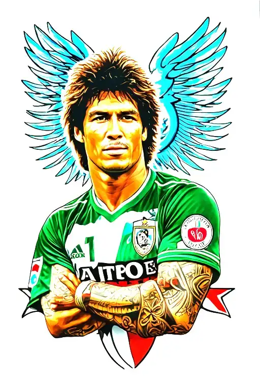 Bon jovi, FC Porto, Rio ave FC, maradona, Cristiano Ronaldo. All elements Together in one tattoo tattoo design idea