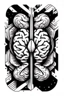 neurispicy brain with autism, adhd anxiety mental tattoo design idea
