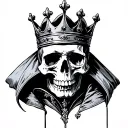 Hamlet skull with crown tattoo design idea