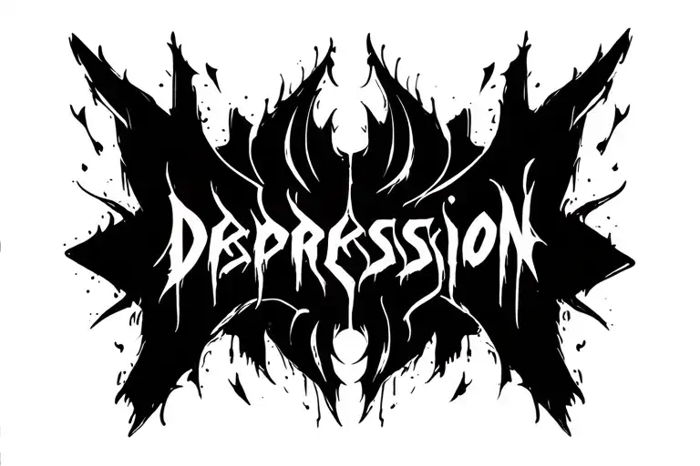 "DepressioN" Dark Lettering tattoo tattoo design idea