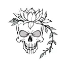 Vines w/ leaves and lotus growing through a skull (similar to harry potter "dark mark" and Marvel: The Punisher's Logo). tattoo design idea