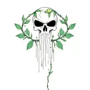 Vines w/ leaves and lotus growing through a skull (similar to harry potter "dark mark" and Marvel: The Punisher's Logo). tattoo design idea