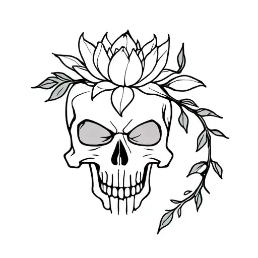 Vines w/ leaves and lotus growing through a skull (similar to harry potter "dark mark" and Marvel: The Punisher's Logo). tattoo design idea