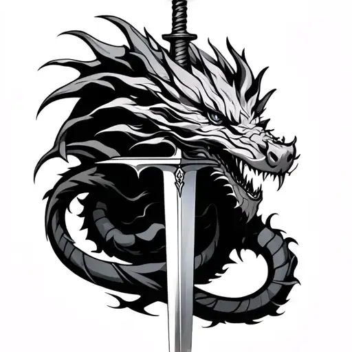 dragon and sword tattoo design idea