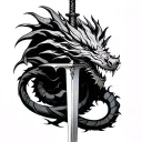 dragon and sword tattoo design idea
