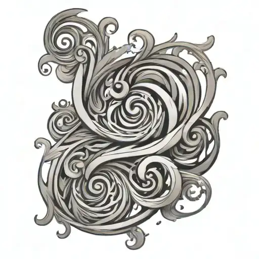 long swirling shadow lines tattoo design idea