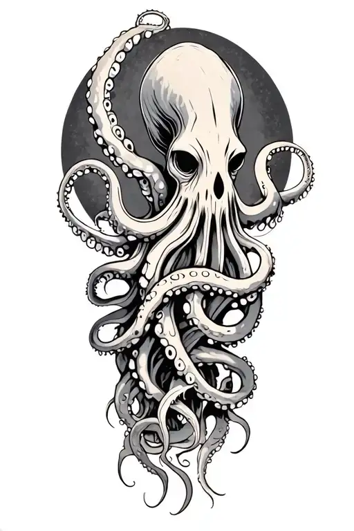 octopus wrapping its tentacles evil tattoo design idea