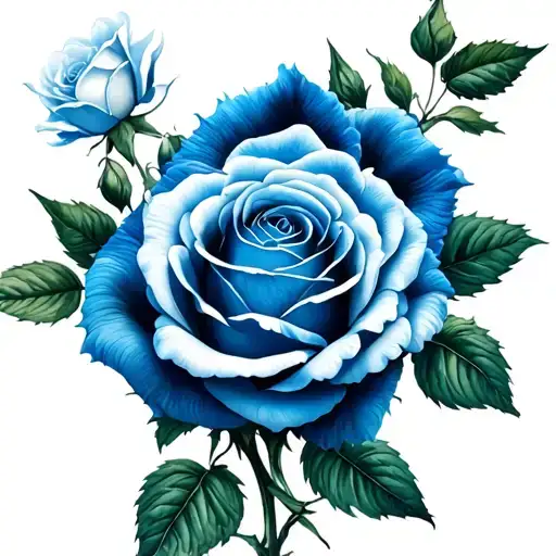3roses blue colors with tangled branches tattoo design idea