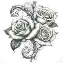 roses intertwined, libra and scorpio zodiac sign tattoo design idea