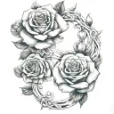 roses intertwined, libra and scorpio zodiac sign tattoo design idea
