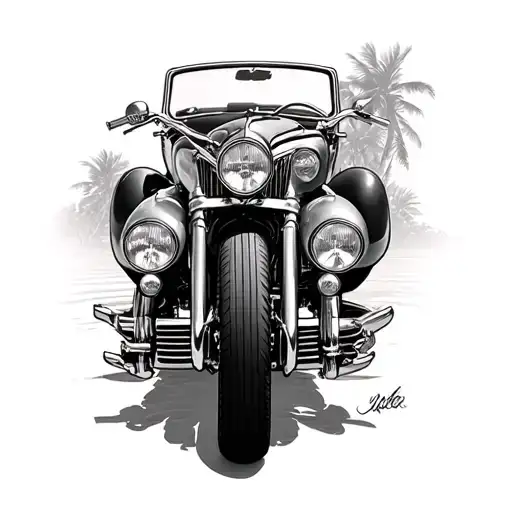 mustang convertibl, Harley Davidson motorcycle,Jamaica trips,grandfather, 1947, tattoo design idea