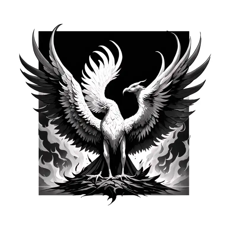 The Phoenix rising from ashes tattoo design idea