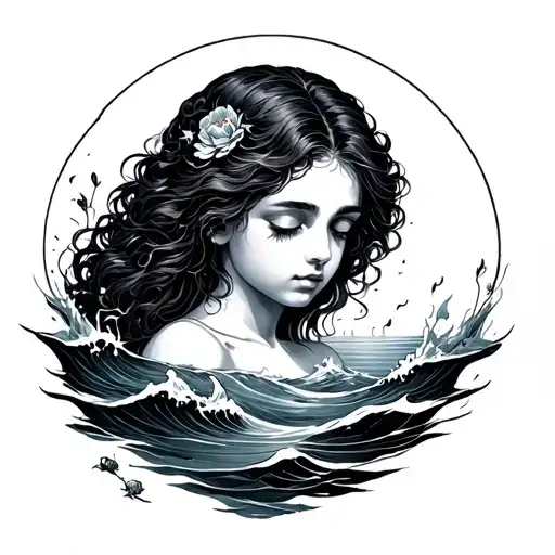 dreamer floating among a sea tattoo design idea