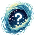 portal to dreamland with swirling mist and floating question marks tattoo design idea