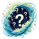 portal to dreamland with swirling mist and floating question marks tattoo design idea