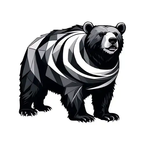 1. A geometric bear - it represents your strength despite the failures and your evolution.	2. Stylized waves back tattoo design idea