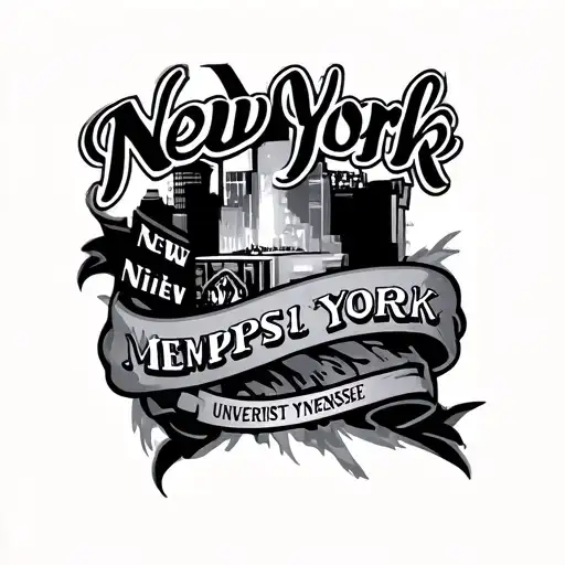 chest tattoo incorporating aspects of New York, Memphis, and the university of Tennessee Knoxville  tattoo design idea