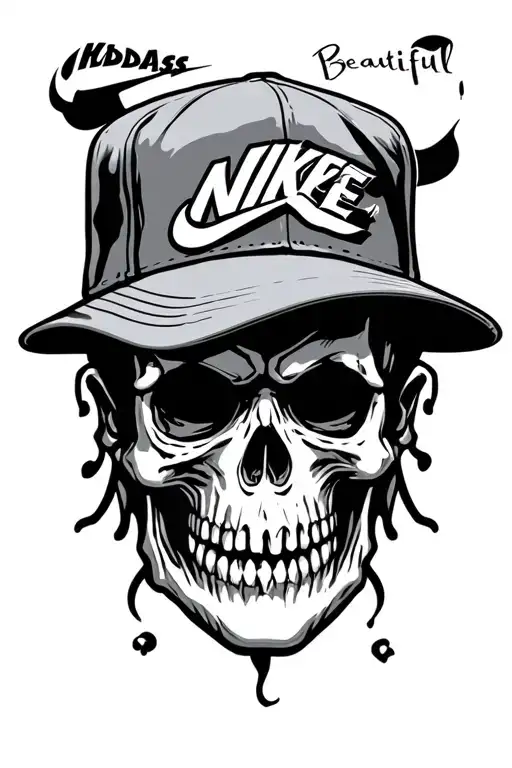 "Cute beautiful cursive " "Cute beautiful cursive "  very super super simple asy quick fast traceable tracing drawing Stencils of Badass wicked Skulls wearing Nike Hats wit tattoo design idea