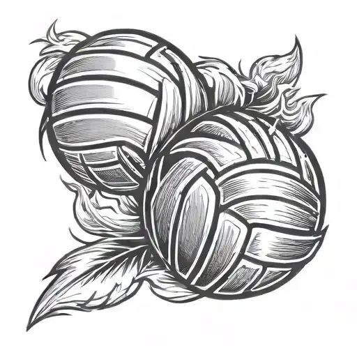 silver volleyball tattoo design idea
