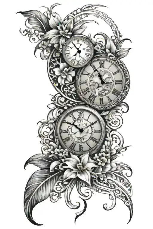 clock and mother polynesian tattoo design idea