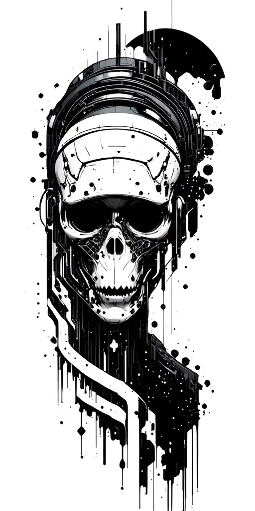 cyberpunk tech implant tattoo design idea