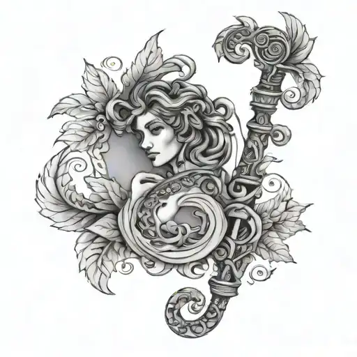 female ankle tattoo of the staff of Asclepius tattoo design idea
