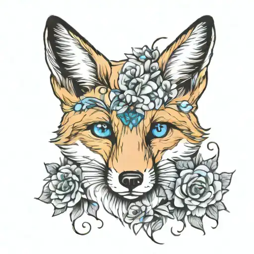 fox with blue eyes tattoo design idea