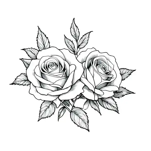 two white roses intertwined tattoo design idea