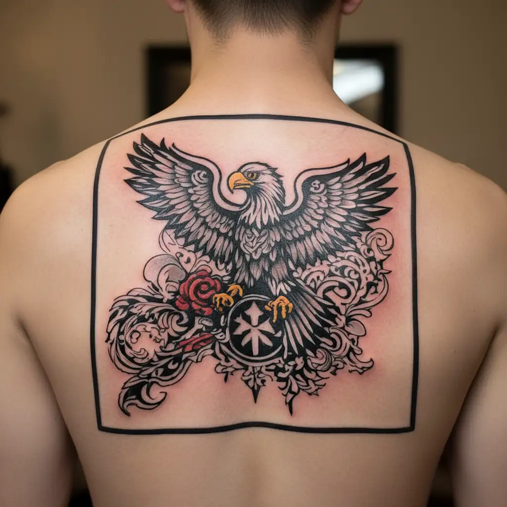 Albanian eagle and Portuguese cross tattoo design idea