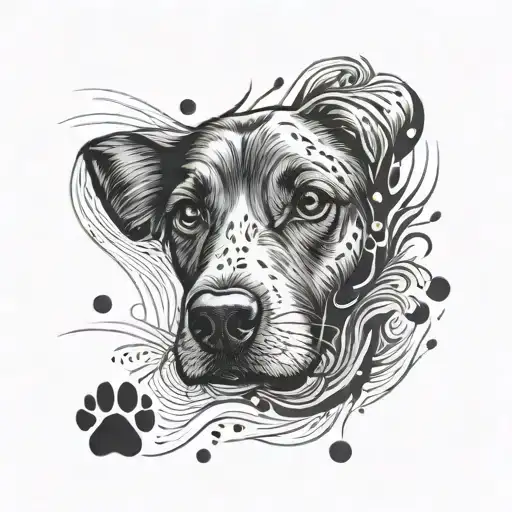 dog nose print and paw prints tattoo design idea