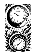 2 digital clocks a moon 12/04/2022 and the sun to have 8:13 - 23/09/2024  tattoo design idea