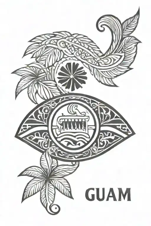 guam flag Polynesian tattoo design idea