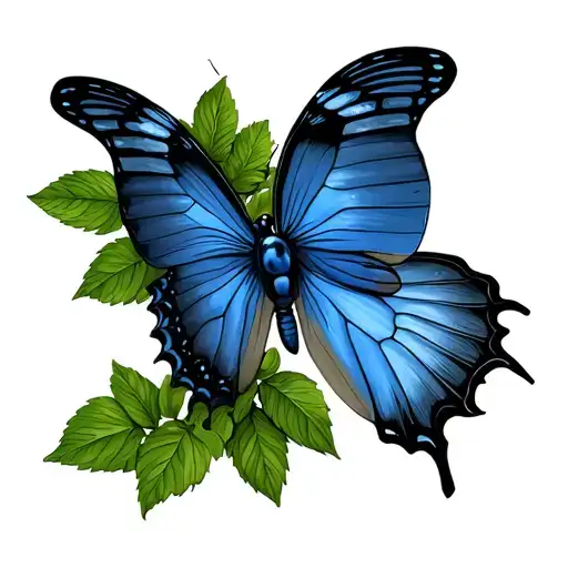 butterfly and blueberry tattoo design idea