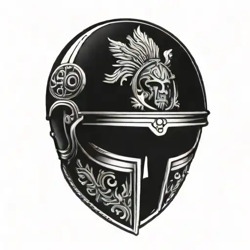 Anicent roman helmet with spqr below it tattoo design idea
