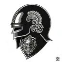 Anicent roman helmet with spqr below it tattoo design idea